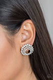 D61 - Buckingham Beauty White Earrings by Paparazzi Accessories on Fancy5Fashion.com