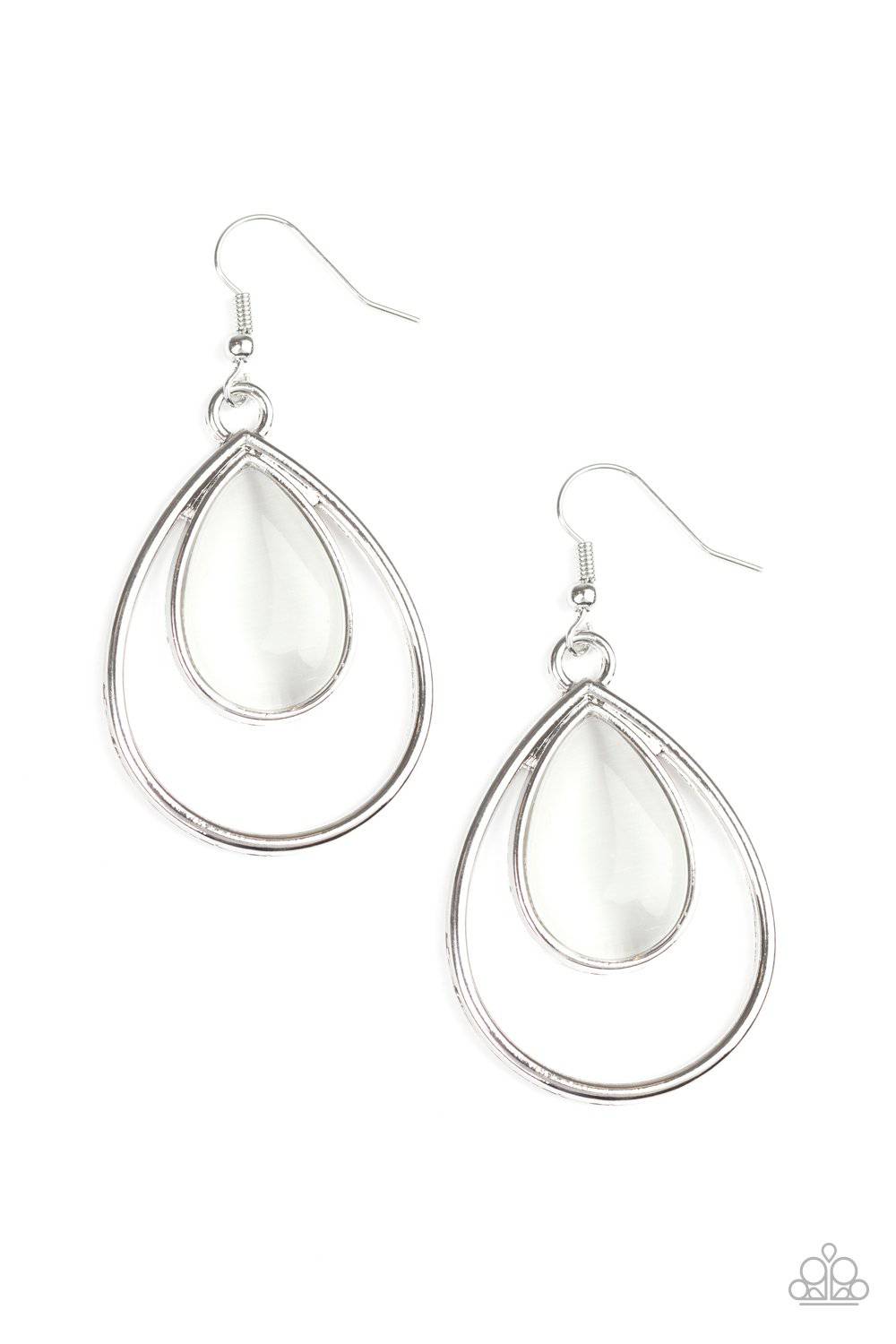 D68 - Color Me Cool White Earring by Paparazzi Accessories on Fancy5Fashion.com