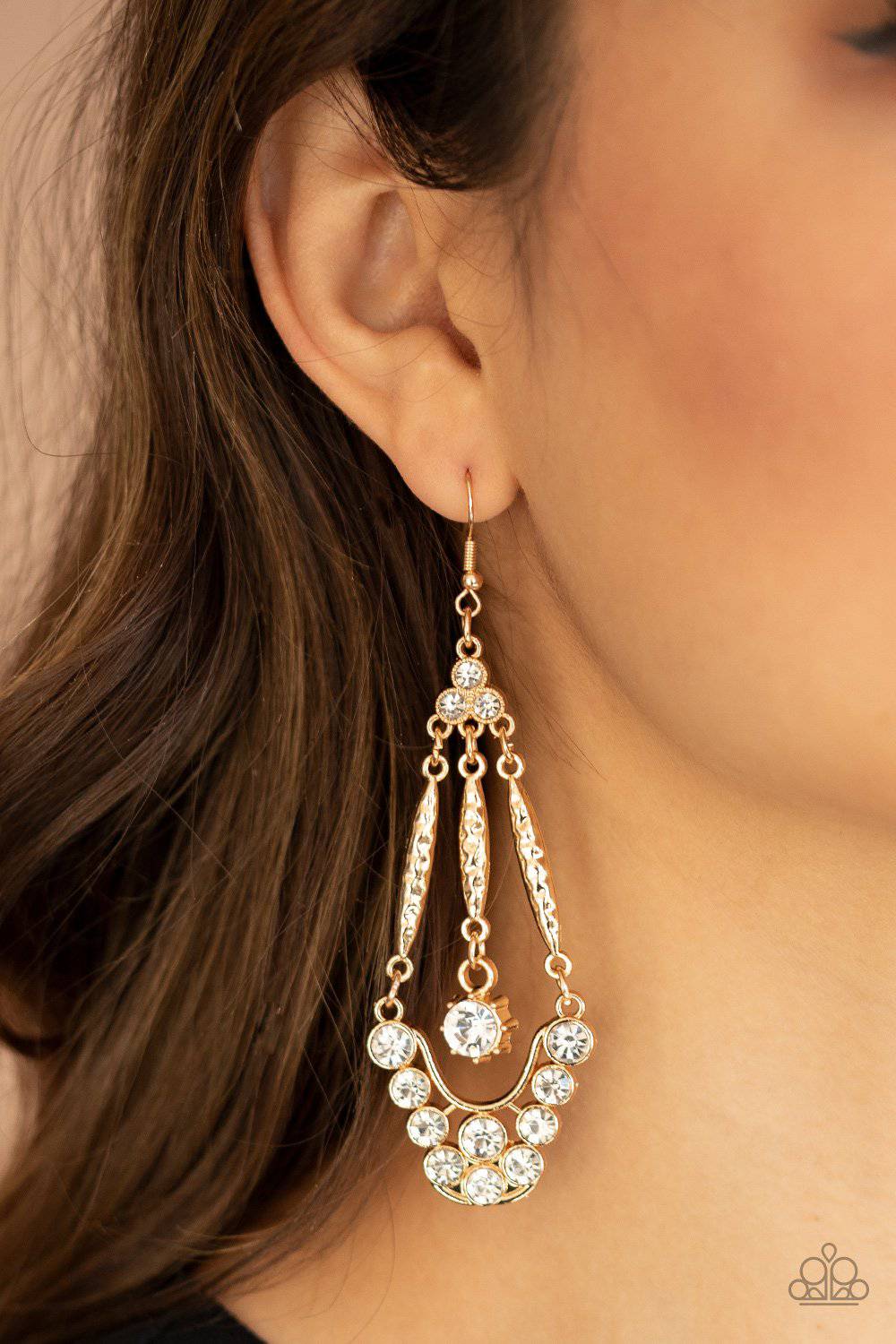 D301 - High-Ranking Radiance, Paparazzi Gold Earring by Paparazzi Accessories on Fancy5Fashion.com