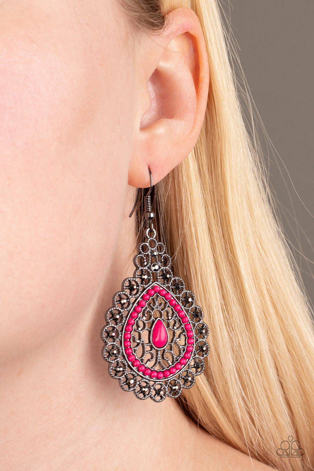 D332 - Carnival Courtesan Pink Earrings by Paparazzi Accessories on Fancy5Fashion.com