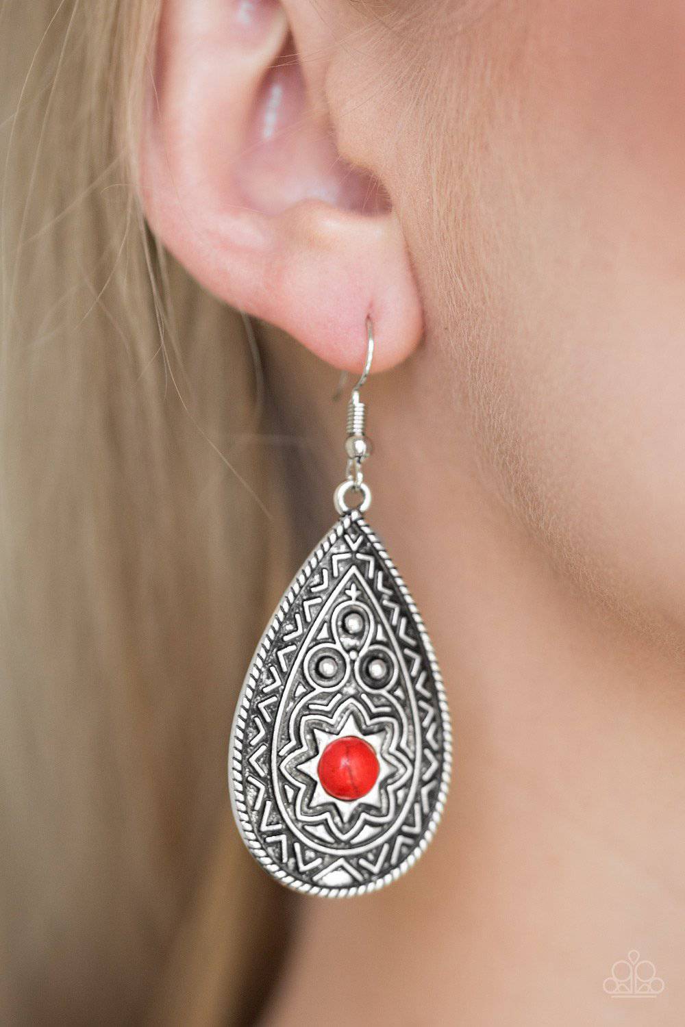 D238 - Summer Sol Red Earrings by Paparazzi Accessories on Fancy5Fashion.com