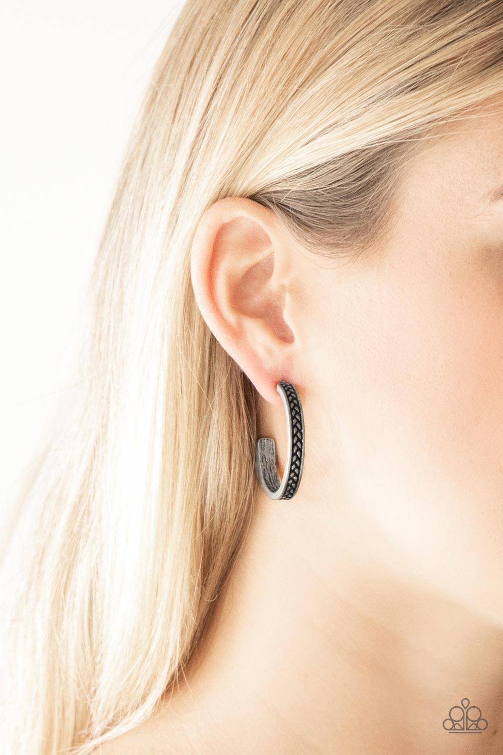 D109 - Rugged Retro Silver Earrings by Paparazzi Accessories on Fancy5Fashion.com