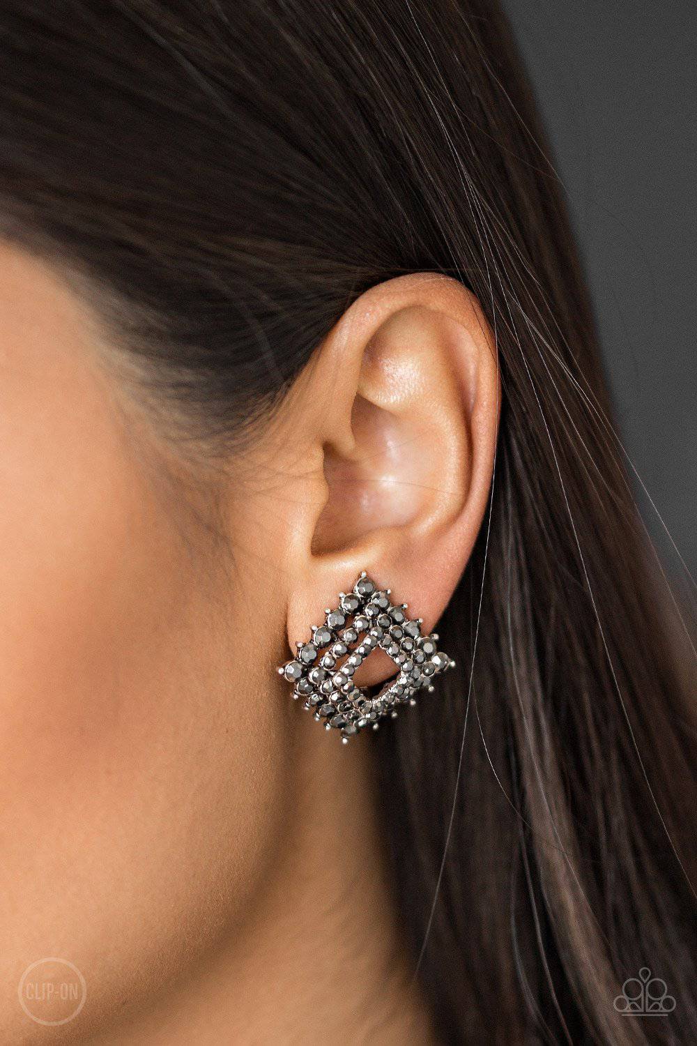 D13 - Kensington Keepsake Silver Clip-On Earrings by Paparazzi Accessories on Fancy5Fashion.com