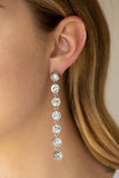 D225 - Dazzling Debonair White Earrings by Paparazzi Accessories on Fancy5Fashion.com