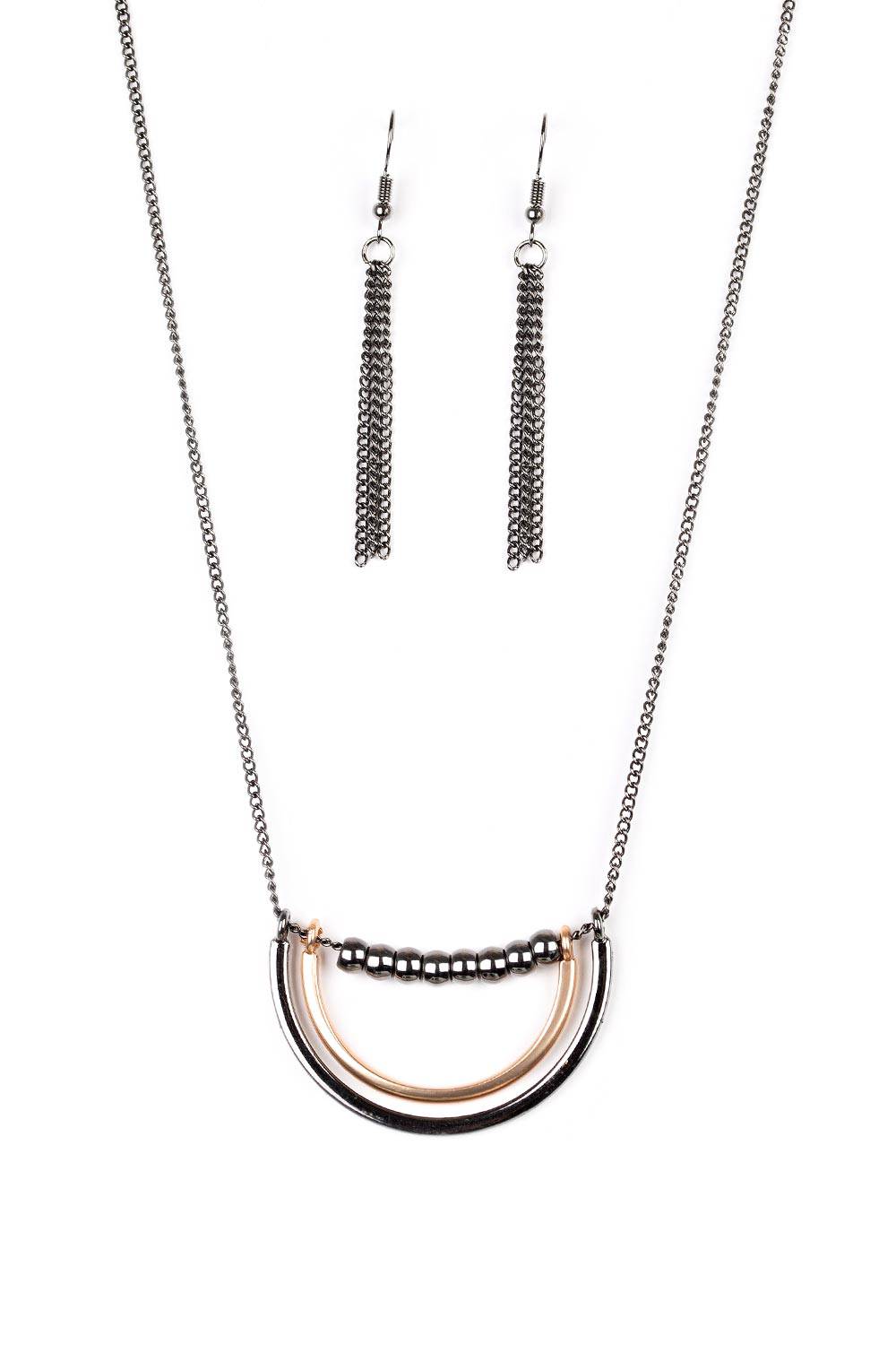 A117 - Artificial Arches Necklace in Black or Silver by Paparazzi Accessories on Fancy5Fashion.com