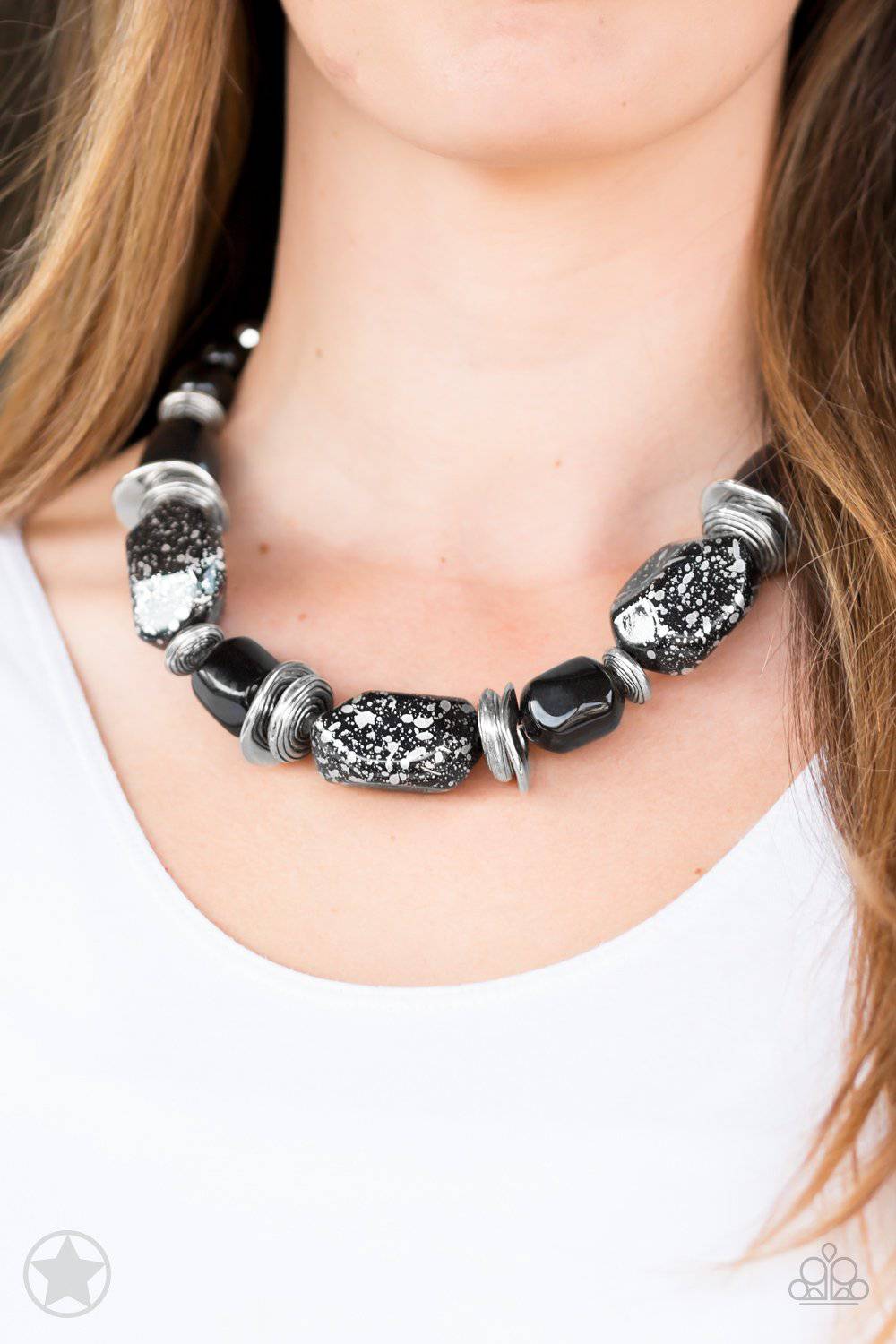 A9 - In Good Glazes Black Necklace and Bracelet Set by Paparazzi Accessories on Fancy5Fashion.com
