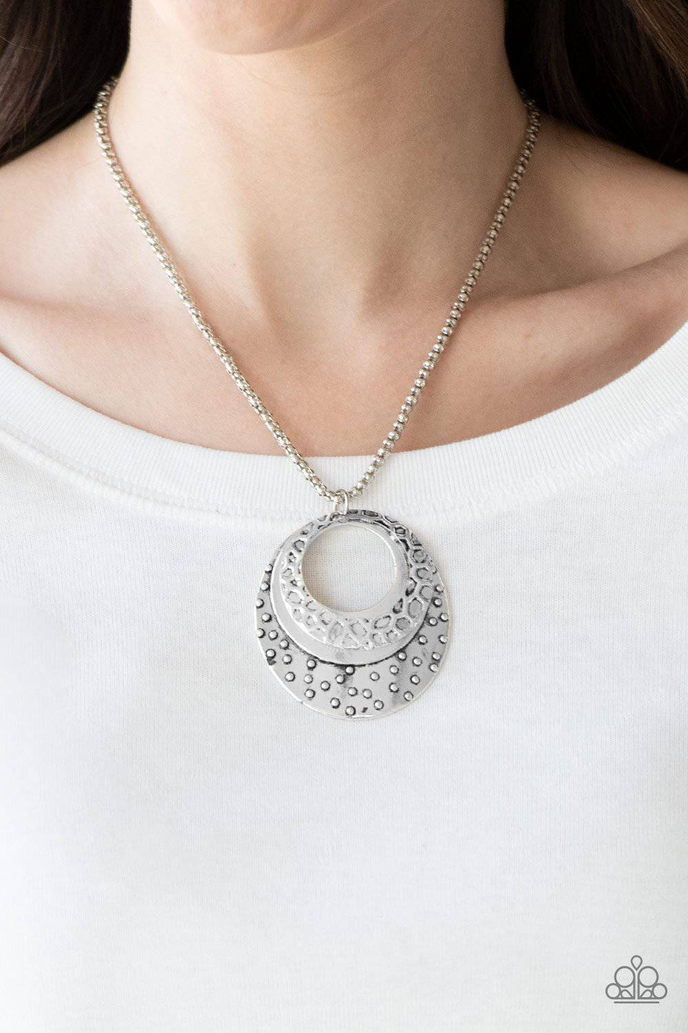 A16 - Texture Trio Silver Necklace by Paparazzi Accessories on Fancy5Fashion.com
