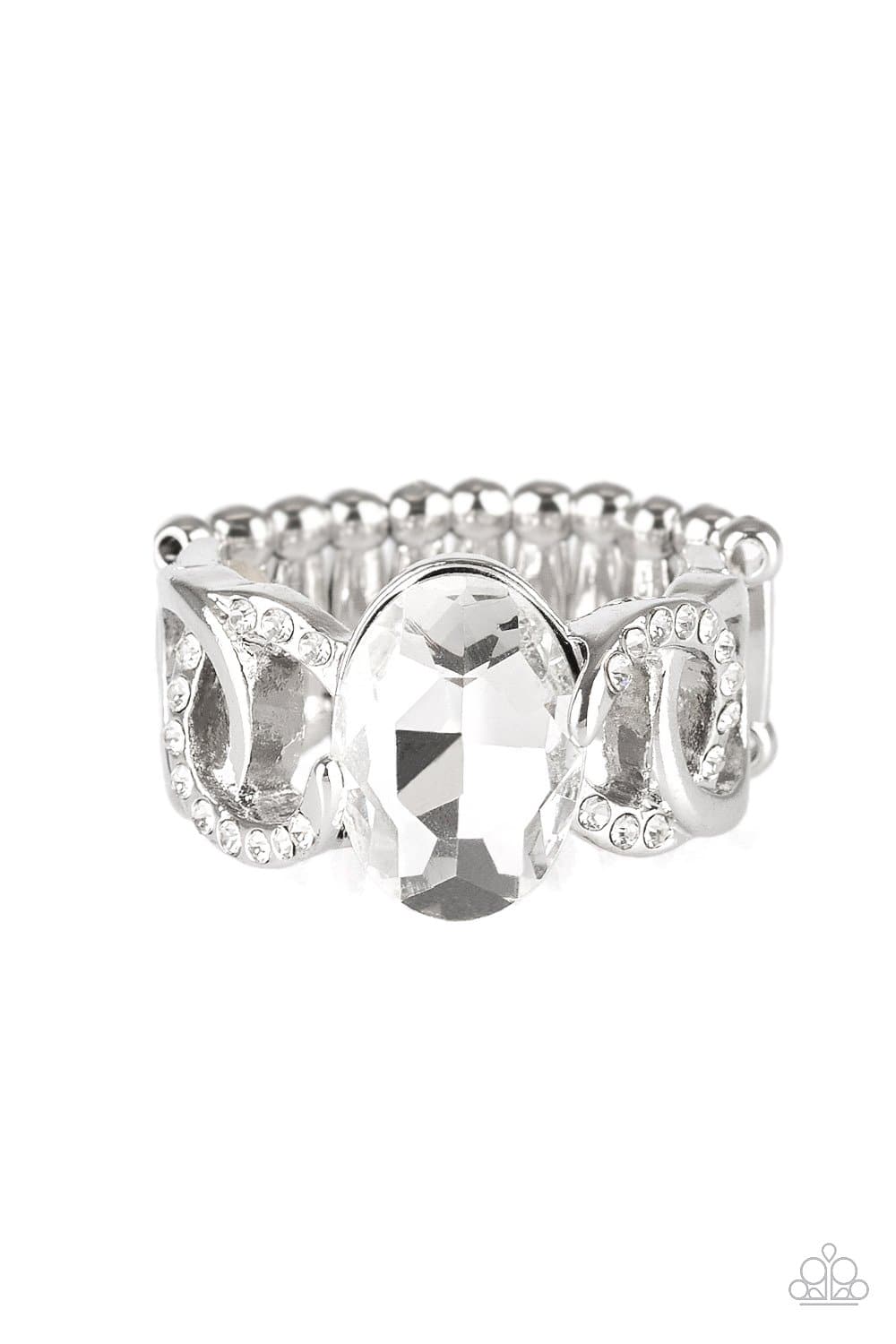 C4 - Supreme Bling White Ring by Paparazzi Accessories on Fancy5Fashion.com
