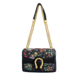Black Floral Designer Square Satchel