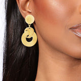 Gold Patterned Circle Earrings