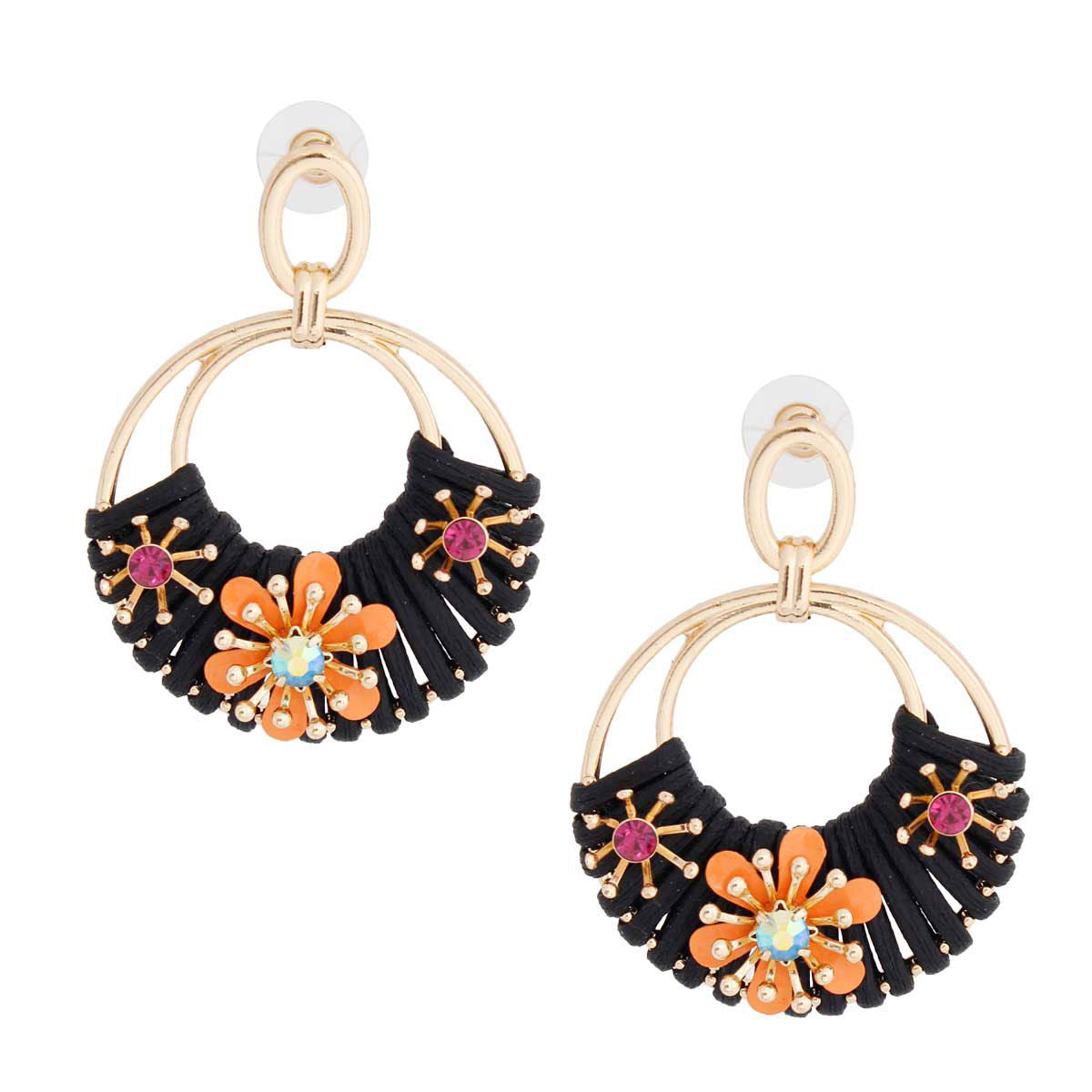 Coral Flower Round Earrings