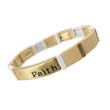 White and Gold Block Faith Bracelet