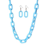 Aqua Rubber Coated Chain Necklace