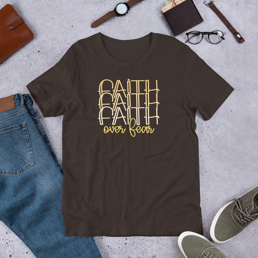 Faith over Fear Unisex Size T-Shirt - Gold by Fancy5Fashion on Fancy5Fashion.com