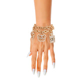 Gold Double Chain Designer Charm Bracelet