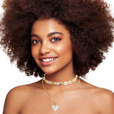 Sparkling Heart Gold Choker Necklace Set on Fancy5Fashion.com