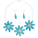 Turquoise Triple Flower Wire Collar